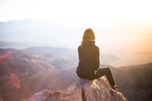 Woman dreaming on a mountain